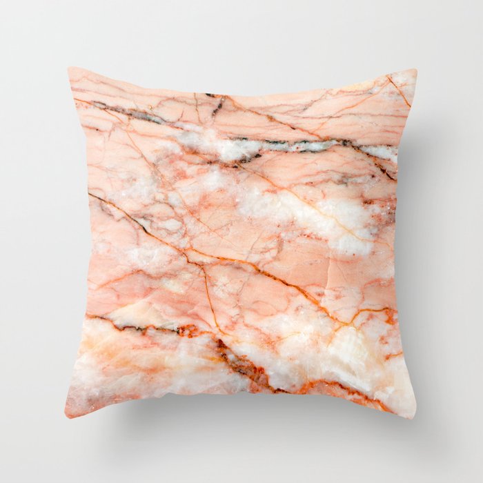 Pink Marble Throw Pillow