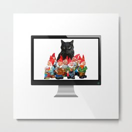 Snoki - Black Cat Gnomes - Computer Screen - IT specialist Metal Print | Gnomes, Midget, Gardengnome, Collage, Network, Itspecialist, Office, Screen, Squirt, Gnome 