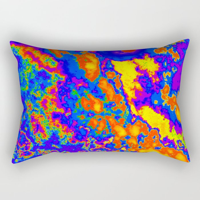 Cool Orange Yellow And Blue Lava Like Abstract Design Clouds Series 2 Abstract45 Rectangular Pillow By Illegibleloveletters