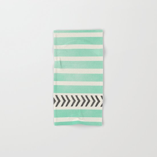 MINT STRIPES AND ARROWS Hand & Bath Towel