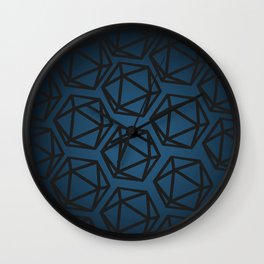 D20 Pattern - Blue Black Gradient Wall Clock | Barbarian, Sorcerer, Cleric, Paladin, Wizard, Crit, Rouge, Dice, D D, Bard 