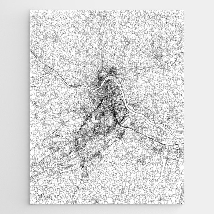Linz White Map Jigsaw Puzzle