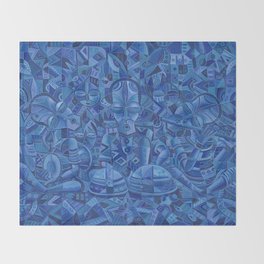 The Blues Band II very blue painting of music band Throw Blanket