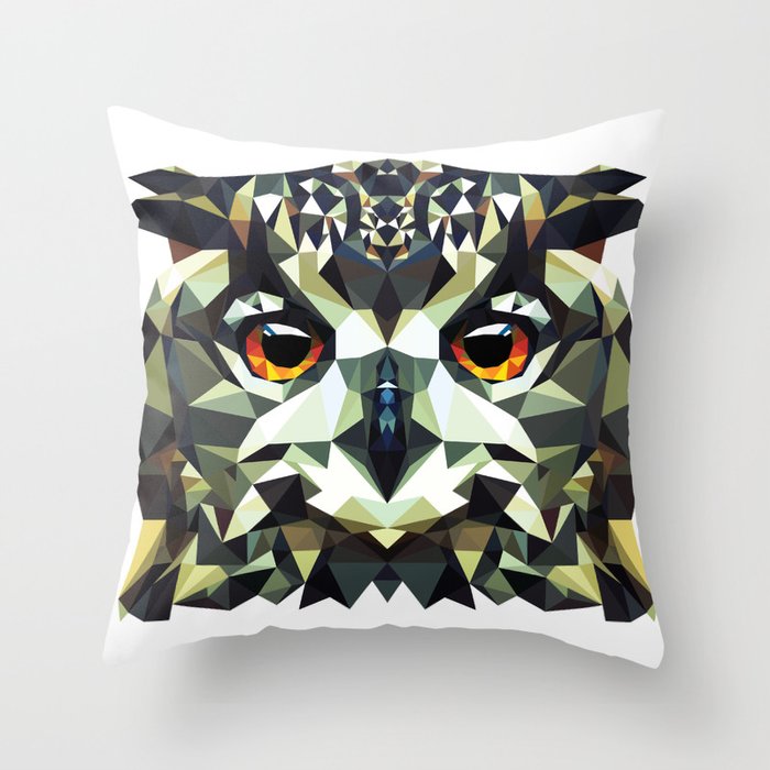Polygon Owl Throw Pillow