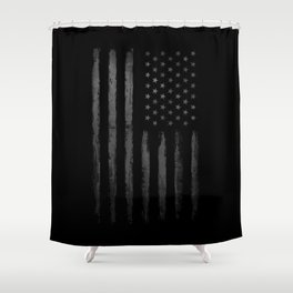 Grey Grunge American flag Shower Curtain