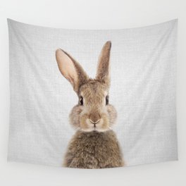 Rabbit - Colorful Wall Tapestry | Portrait, Woodlands, Bunny, Baby, Kids, Children, Animal, Digital, Photo, Nursery 