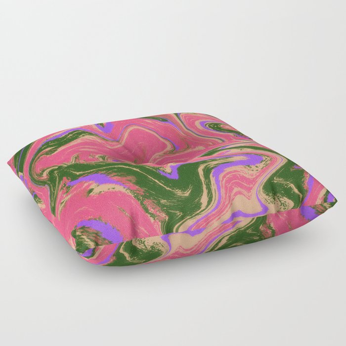 Pink and Green Wavy Grunge Floor Pillow