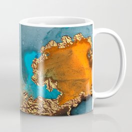Abstract Blue And Gold Autumn Marble Coffee Mug