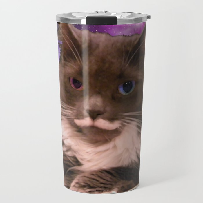 Galactic Mustache Cat Travel Mug