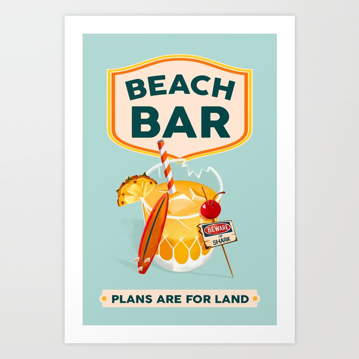 Beach Bar Tropical Island Cocktail Tiki Bar Art Print
