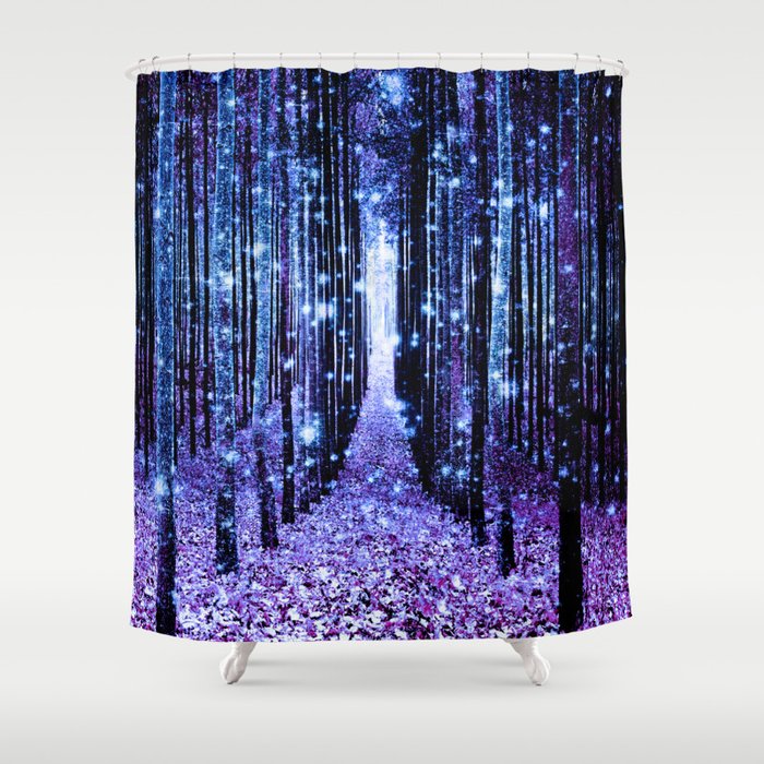Magical Forest Turquoise Purple Shower Curtain By Vintageby2sweet