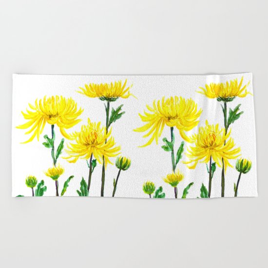 yellow chrysanthemum Beach Towel