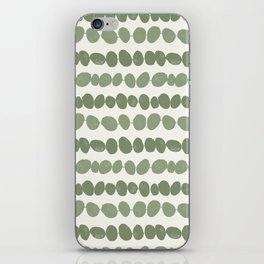 Pebbles - green pebbles on a string with a cream background iPhone Skin