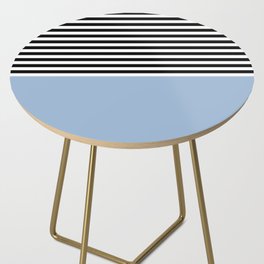 Cerulean With Black and White Stripes Side Table