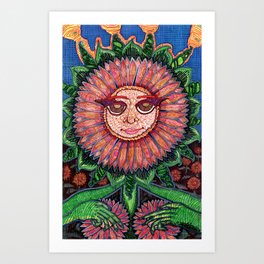Demure Sunflower Art Print