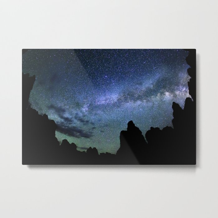 Milky Way Mountains Silhouette Metal Print