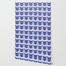 Retro Modern Periwinkle Cats Pattern Wallpaper