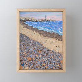 Seaside Popples with Lighthouse Framed Mini Art Print