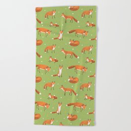 Red Foxes Beach Towel