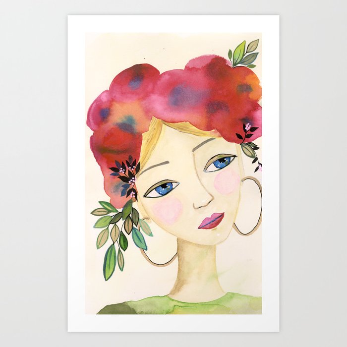 Floral girl Art Print