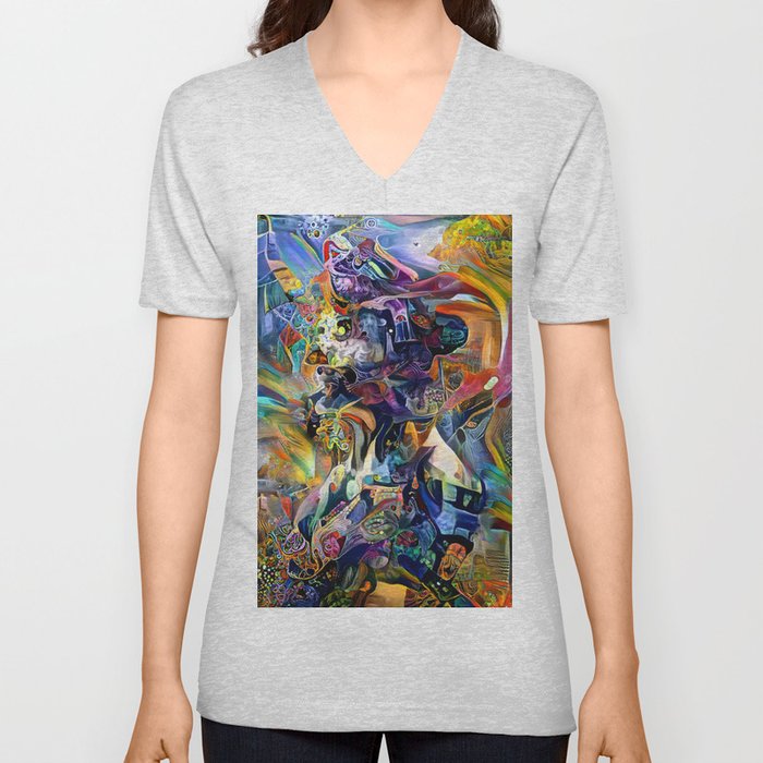 Blend of Colors and Shapes V Neck T Shirt