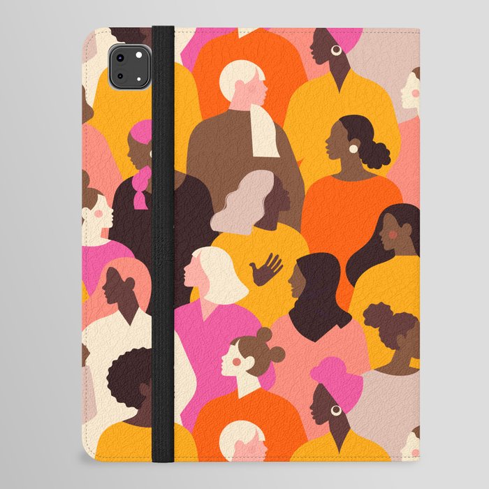 Female diverse faces pink iPad Folio Case | Drawing, Woman, Women, Girl, Diverse, Face, Female, Colorful, Pink, Feminist