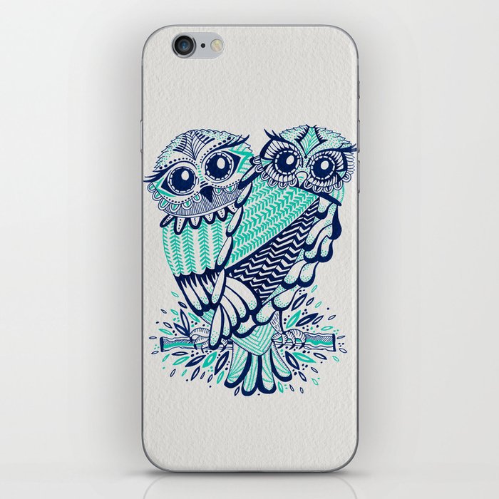 Owls - Turquoise & Navy iPhone Skin