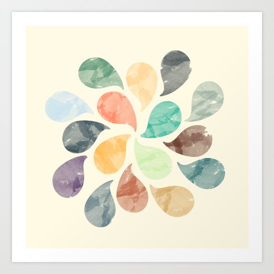 Colorful Water Drops (Watercolor version) Art Print