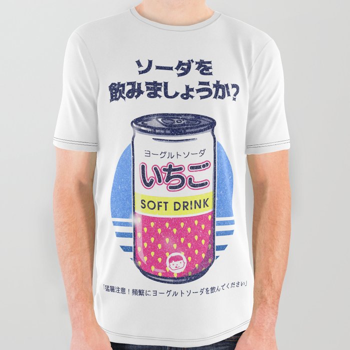 Strawberry Milk Soft Drink Japan All Over Graphic Tee