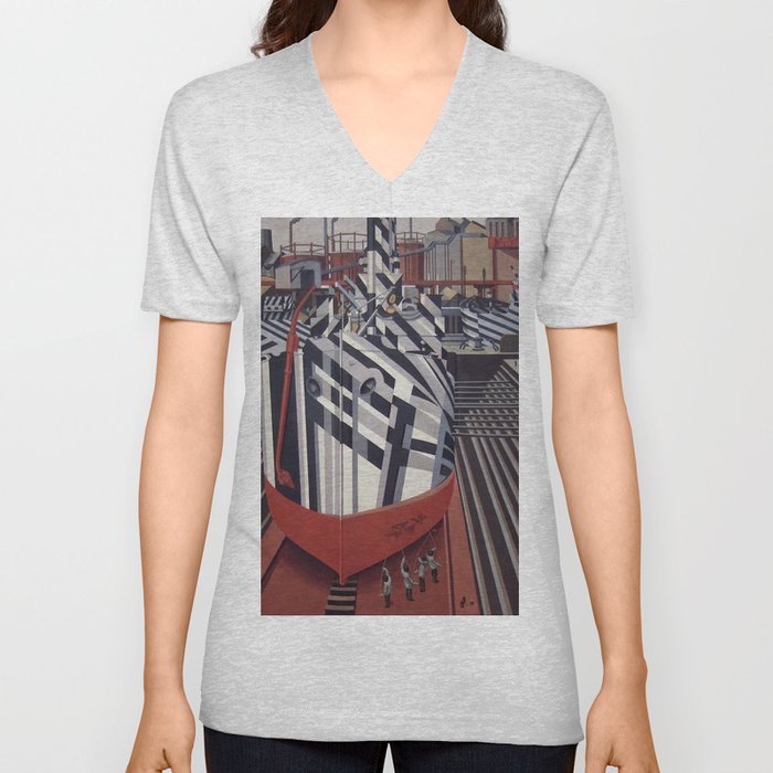 Dazzle-ships in Drydock at Liverpool 1919 V Neck T Shirt