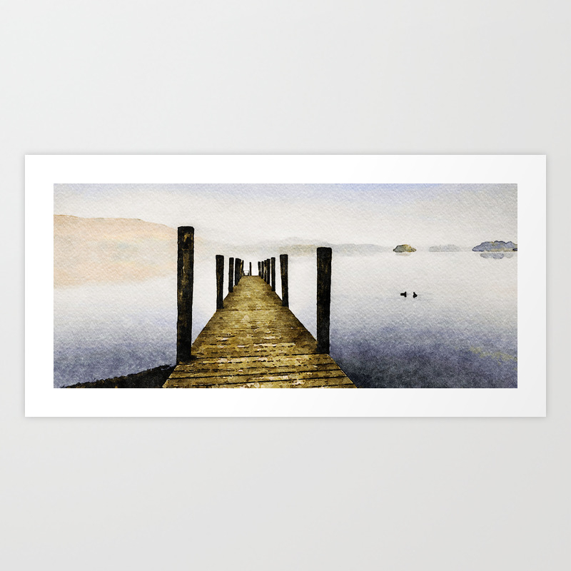 Out Along The Dock Derwentwater Lake District Uk Watercolor