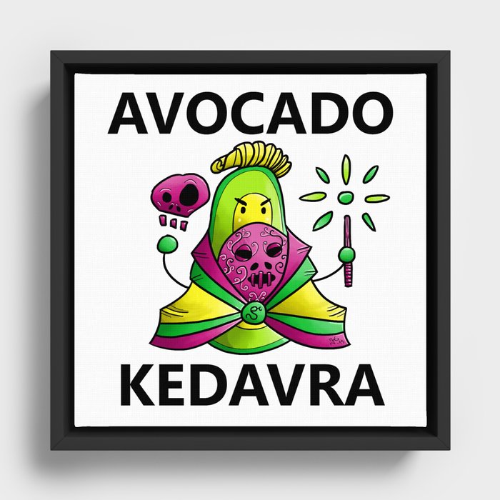 Avocado Kedavra - Death Eater Avocado with Wand Framed Canvas