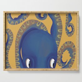Peek-A-Boo Blue Octopus Serving Tray
