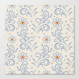 Minimal Flower Pattern_Eggshell Canvas Print