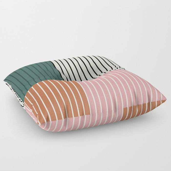 Color Block Line Abstract V Floor Pillow