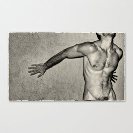 "Male Nude Against Wall" Canvas Print