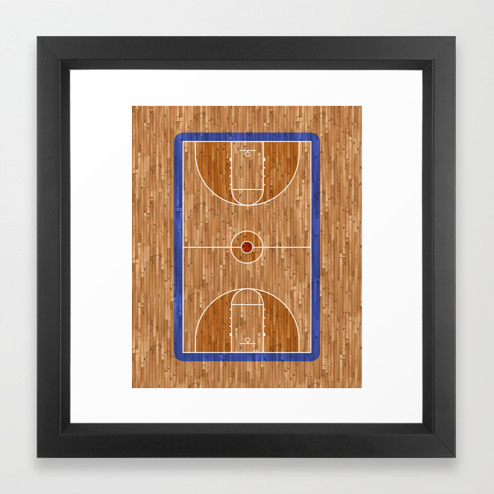 Wooden Basketball Court Framed Art Print By Pixeljockey Society6