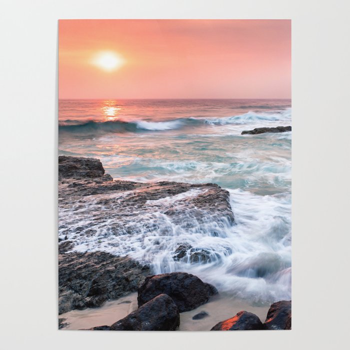 Ocean sunrise on the Gold Coast near Coolangatta, Queensland, Australia Poster