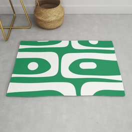 Mid-Century Modern Piquet Minimalist Abstract in Kelly Green and White Area & Throw Rug