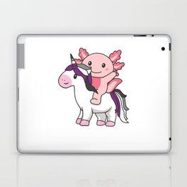 Asexual Flag Pride Lgbtq Axolotl On Unicorn Laptop Skin