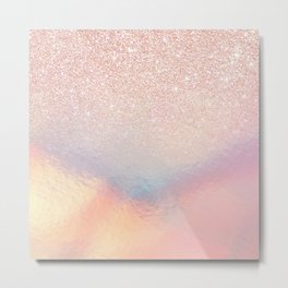 Rose Gold Glitter Iridescent Holographic Gradient Metal Print | Trendy, Trends, Glitter, Graphicdesign, Original, Contemporary, Girly, Curated, Elegant, Cool 