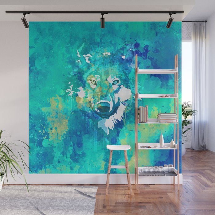 Teal Yellow Hand Painted Watercolor Wolf Wall Mural By Pink Water Society6 Shop our best selection of yellow wall art to reflect your style and inspire your home. teal yellow hand painted watercolor wolf wall mural by pink water