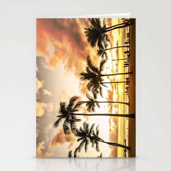 Typical Picturesque Waikiki Beach Sunset Stationery Cards