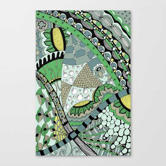 The fish who dreamed of sunflowers and buttons Canvas Print