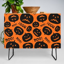 Halloween Boo! Jack-O-Lanterns Orange & Black Credenza