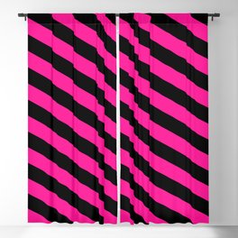 [ Thumbnail: Black and Deep Pink Colored Lines/Stripes Pattern Blackout Curtain ]