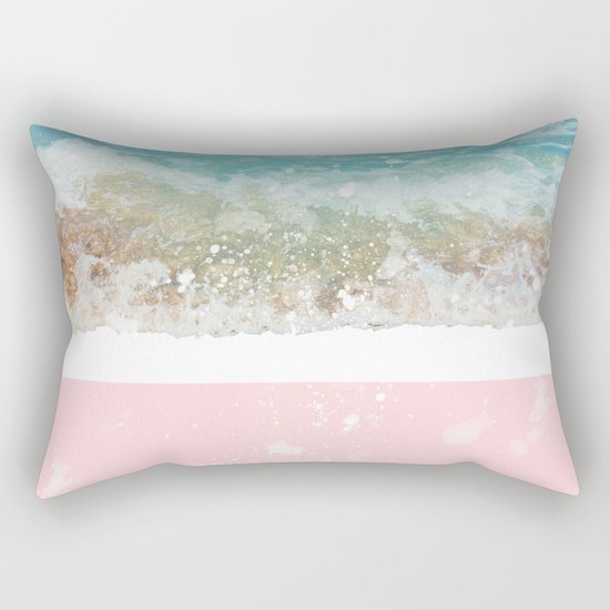 Blue Wave On Pink Rectangular Pillow