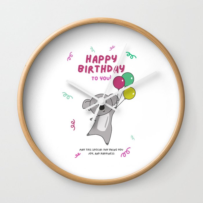 Koala Wishes Happy Birthday To You Koalas Wall Clock