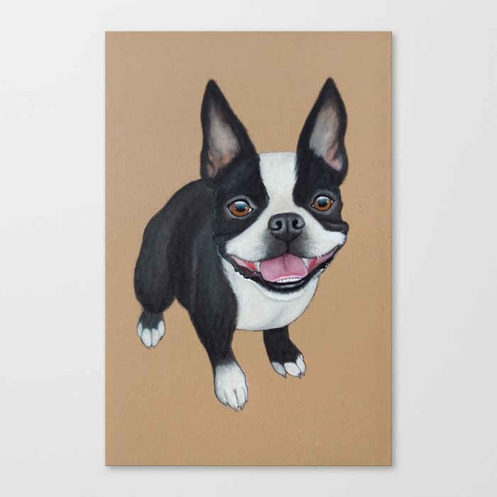 Boston Terrier Leinwanddruck | Gemälde, Animals, Black-white, Illustration, Boston-terrier, Bostonite, Happy