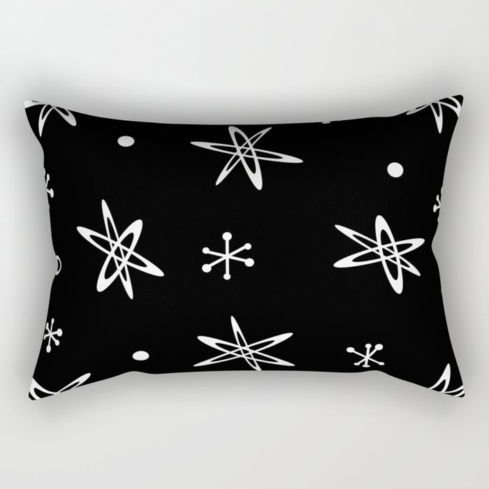Atomic Era Space Age Black Rectangular Pillow